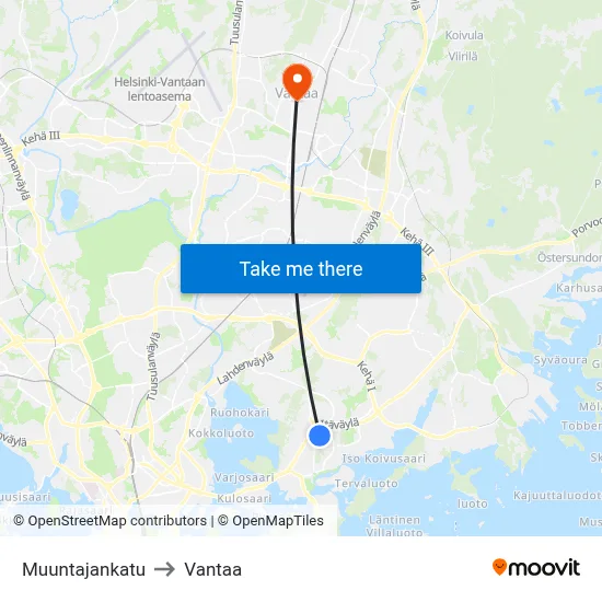 Muuntajankatu to Vantaa map