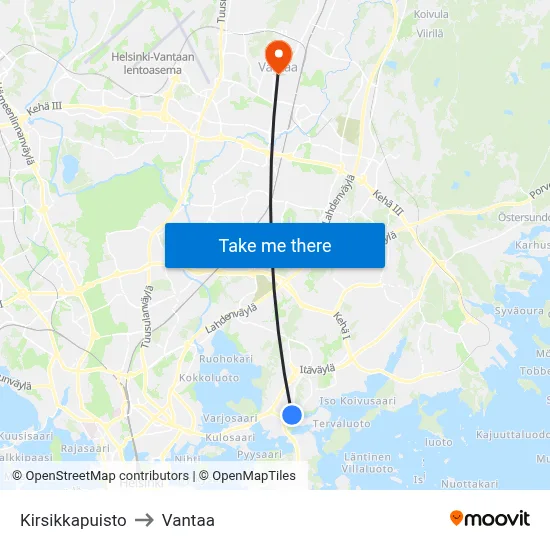 Cherry Park to Vantaa map
