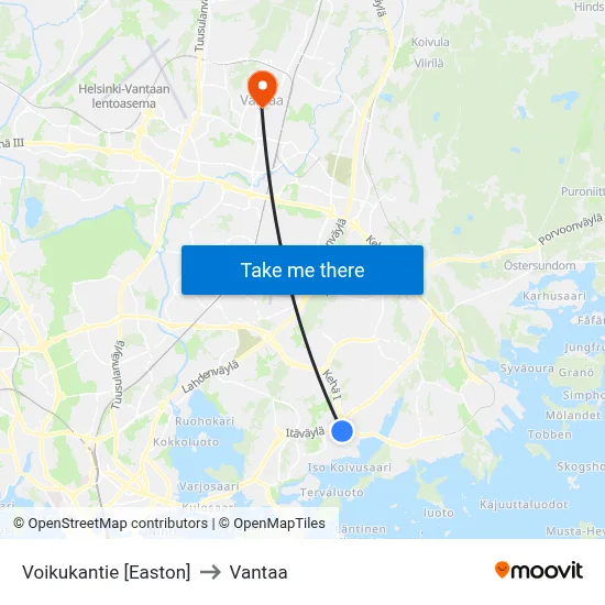 Dandelion Road [Easton] to Vantaa map