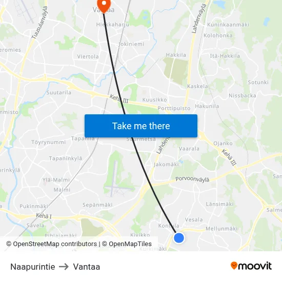 Neighbor Road to Vantaa map