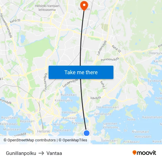 Gunillanpolku to Vantaa map