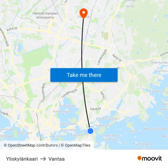 Yliskyla Arc to Vantaa map