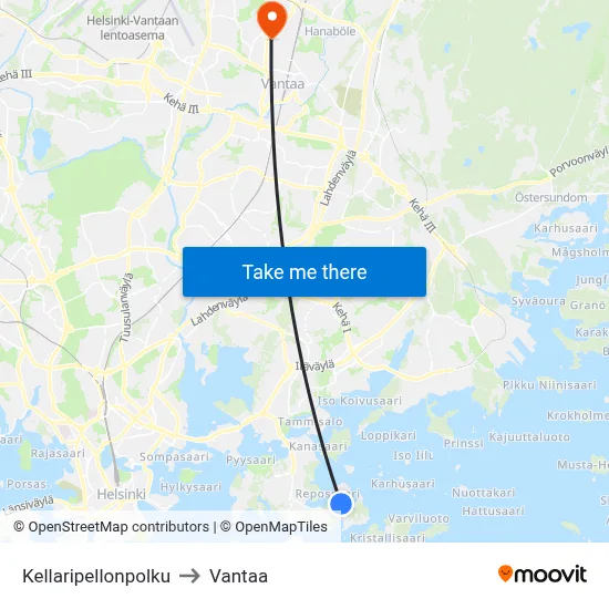 Cellar Field Path to Vantaa map