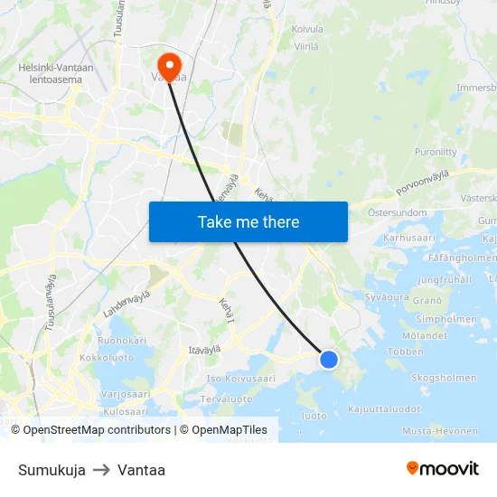 Sumu Lane to Vantaa map
