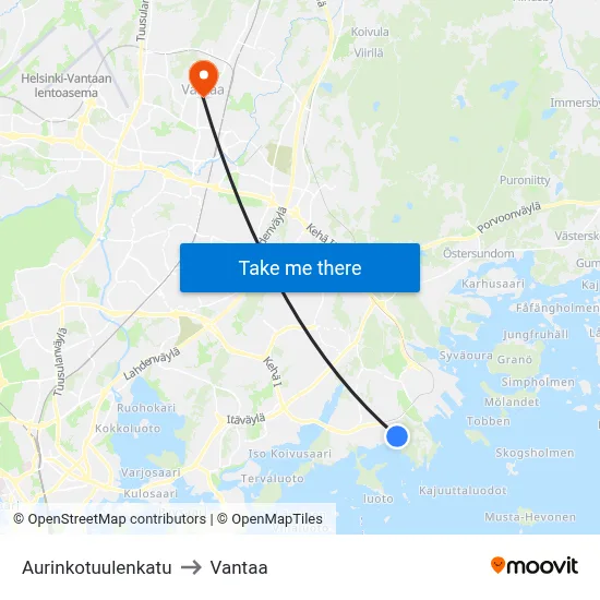 Aurinkotuulenkatu Street to Vantaa map