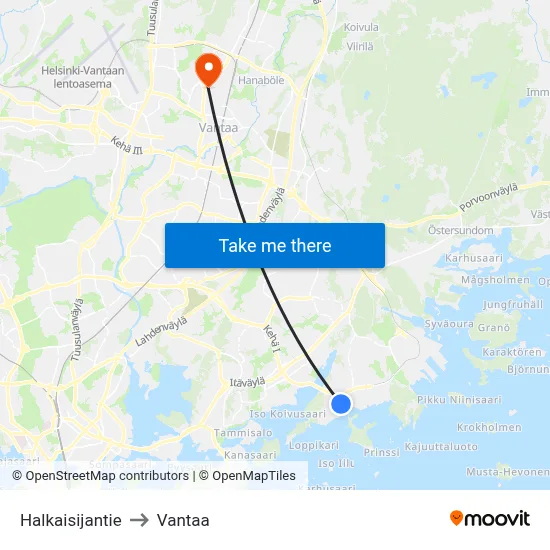 Diameter Road to Vantaa map