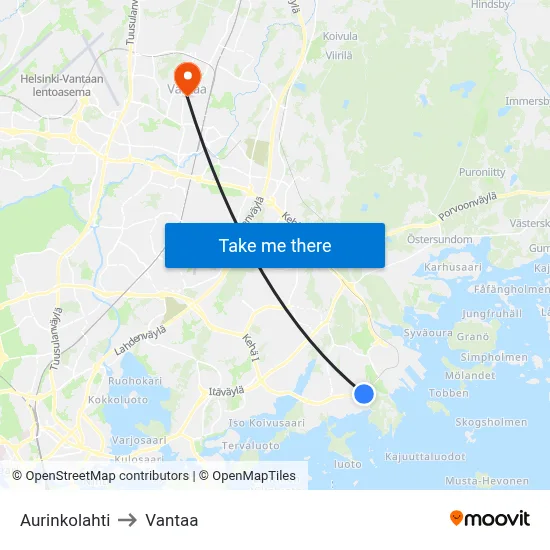 Aurinkolahti to Vantaa map