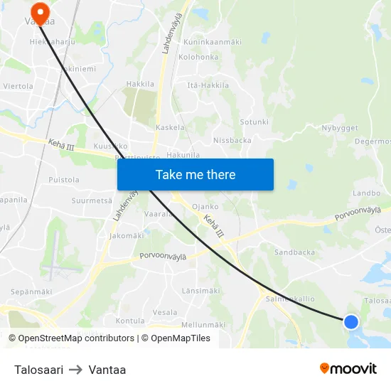 House Island to Vantaa map