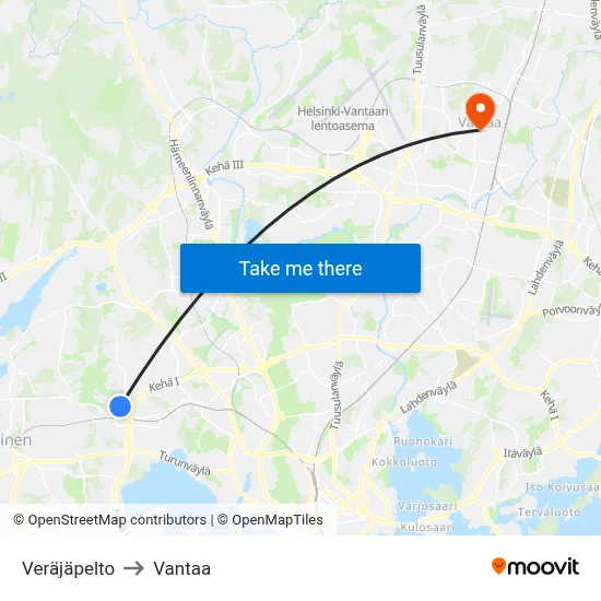 Gate Field to Vantaa map