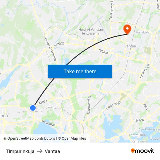 Timpuri Lane to Vantaa map