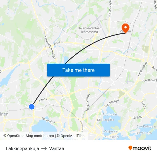Tinsmith Alley to Vantaa map