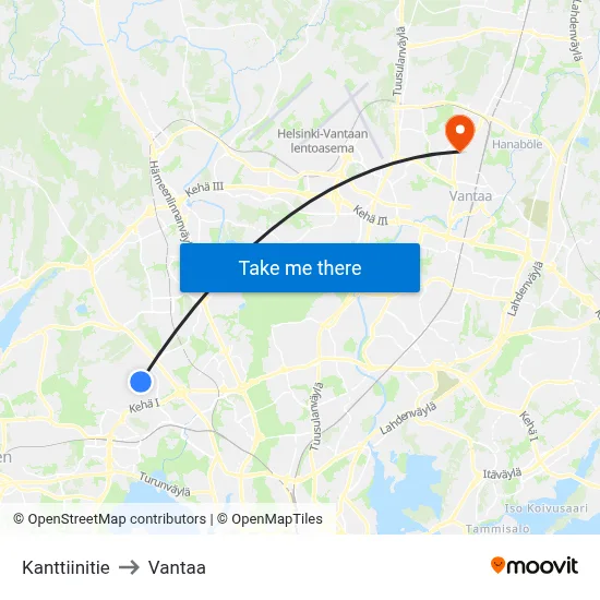 Canteen Road to Vantaa map