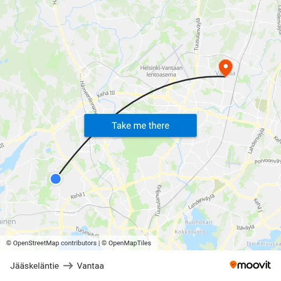 Jääskeläntie to Vantaa map