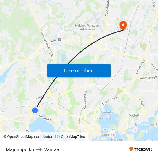 Major's Path to Vantaa map