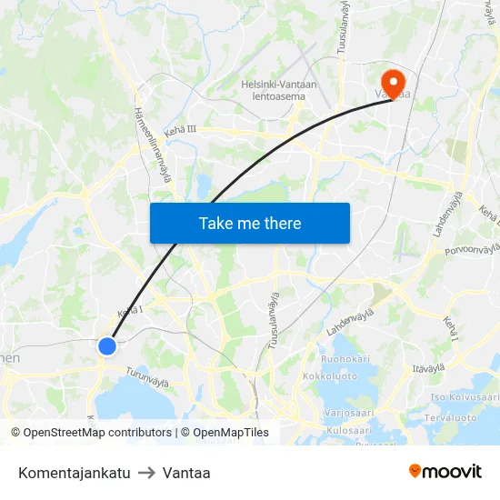 Commander Street to Vantaa map