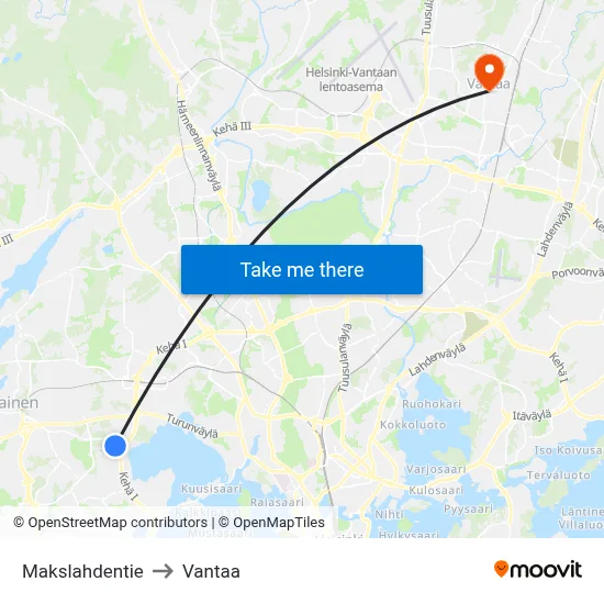 Makslahti Road to Vantaa map