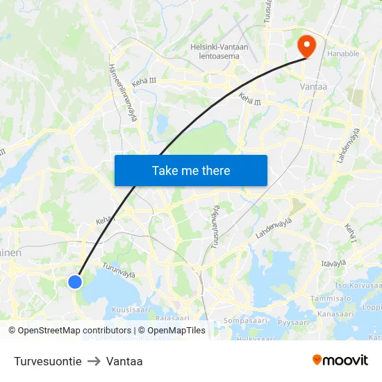 Turvesuontie to Vantaa map
