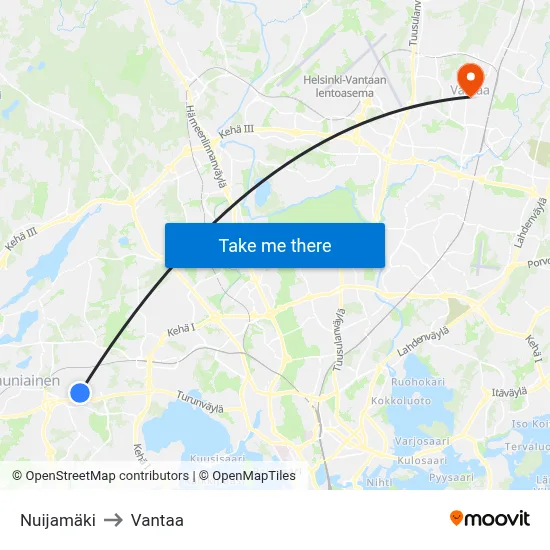 Nuijamäki to Vantaa map