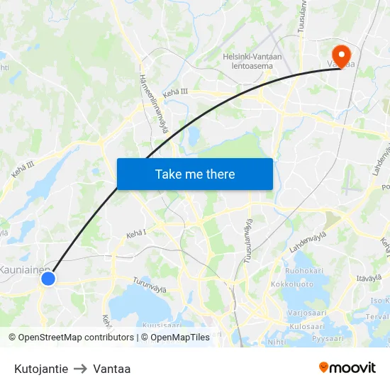 Weaver Road to Vantaa map
