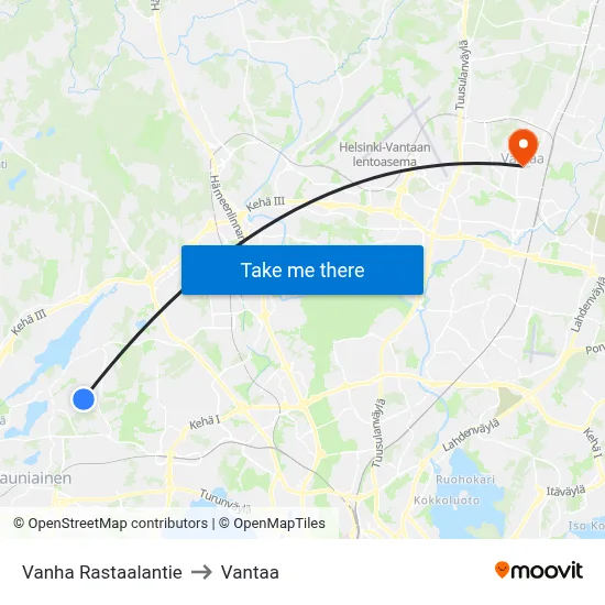 Old Rastaala Road to Vantaa map