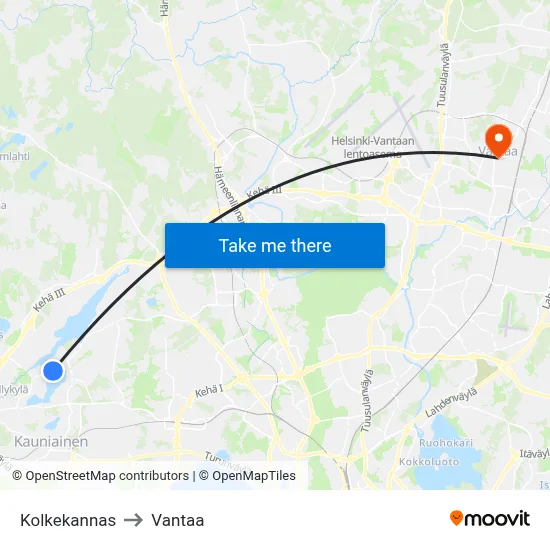 Kolkekannas to Vantaa map