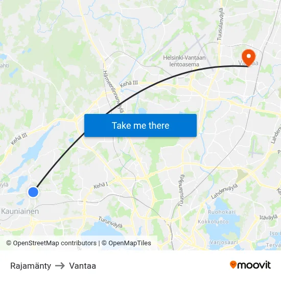 Rajamänty to Vantaa map