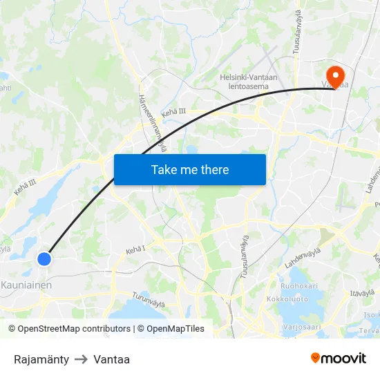 Rajamänty to Vantaa map