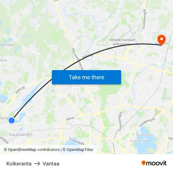Kolkeranta to Vantaa map