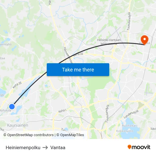 Heiniemi Path to Vantaa map