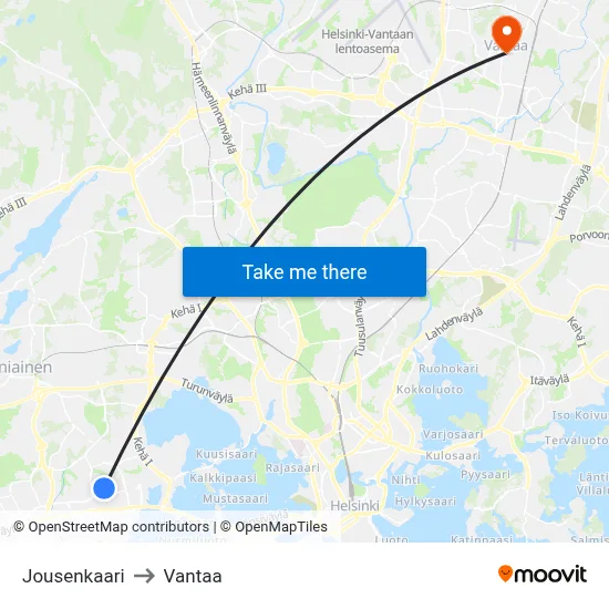 Jousenkaari to Vantaa map