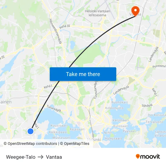 Weegee House to Vantaa map
