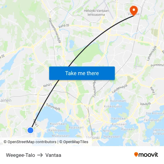 Weegee House to Vantaa map