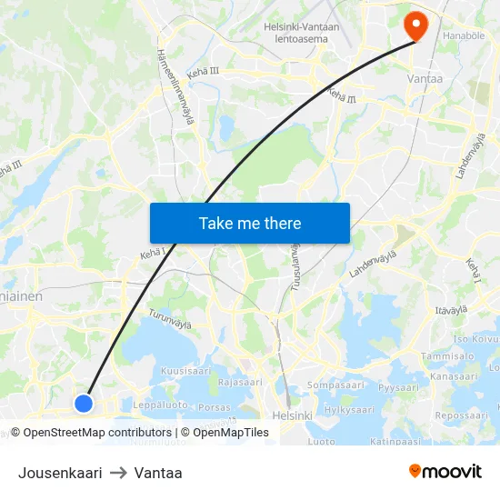Jousenkaari to Vantaa map