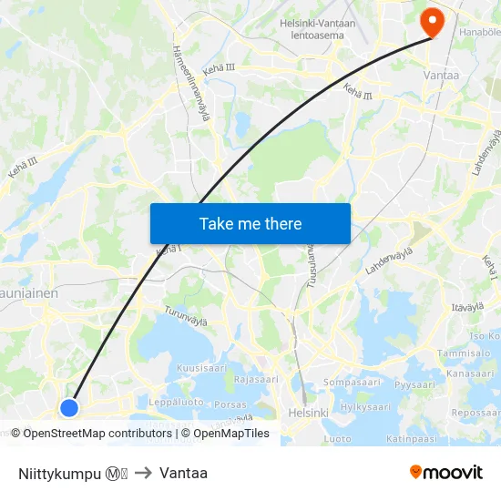 Niittykumpu Ⓜ️🛍️ to Vantaa map