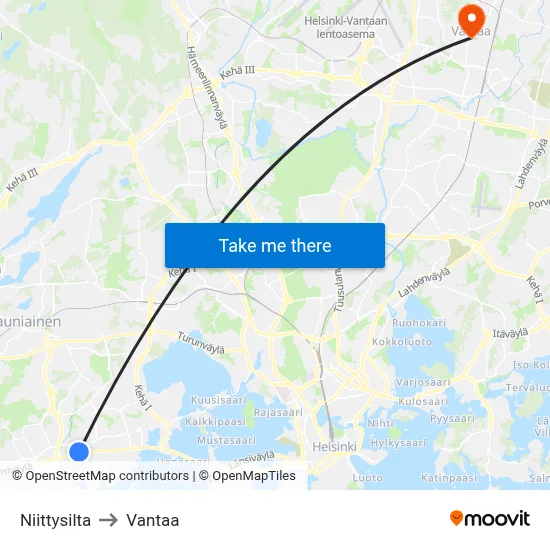 Meadow Bridge to Vantaa map