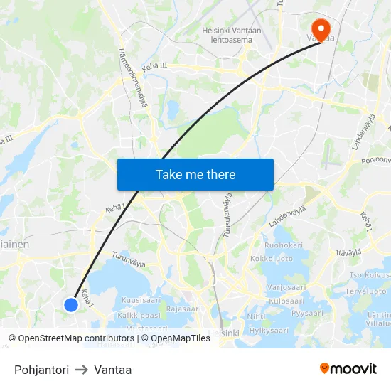 North Square to Vantaa map