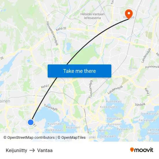Fairy Meadow to Vantaa map
