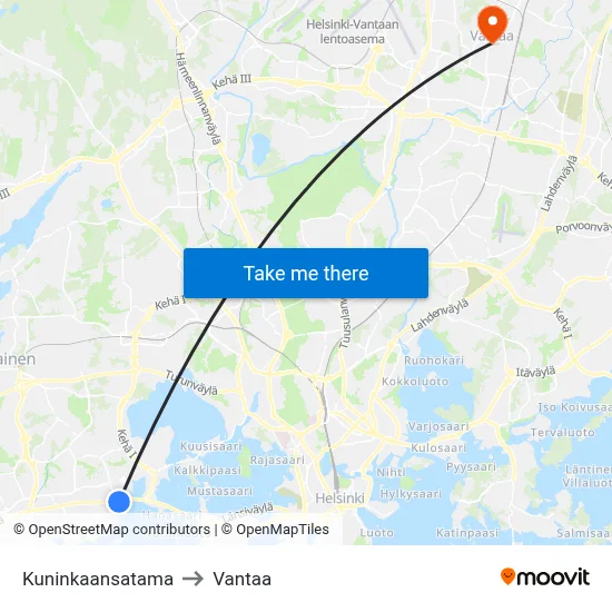 King's Harbor to Vantaa map