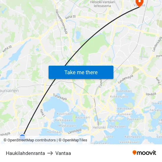 Haukilahti Shore to Vantaa map