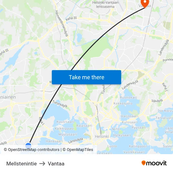 Mellsten Road to Vantaa map
