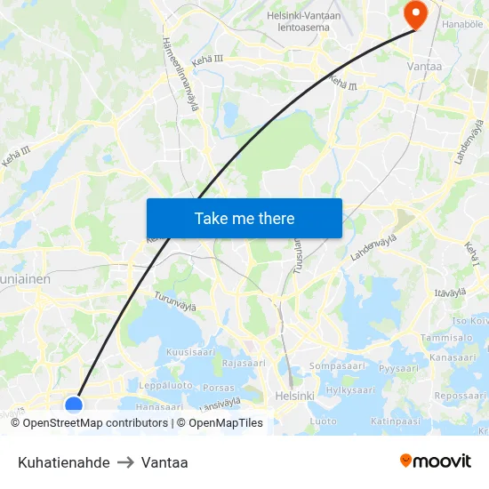 Kuha Road Slope to Vantaa map