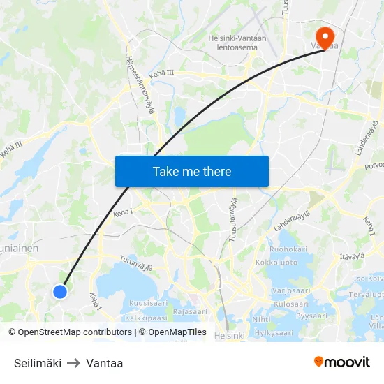 Sail Hill to Vantaa map