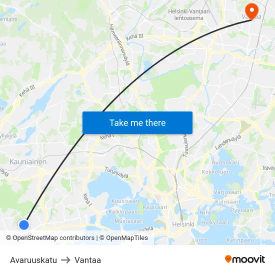 Space Street to Vantaa map