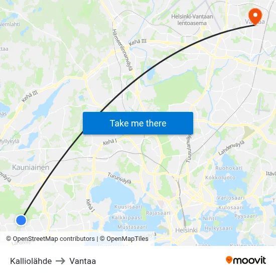 Spring Rock to Vantaa map