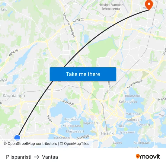 Piispanristi to Vantaa map