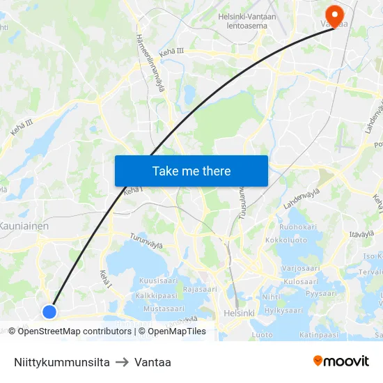 Niittykumpu Bridge to Vantaa map