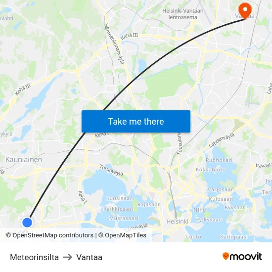 Meteor Bridge to Vantaa map