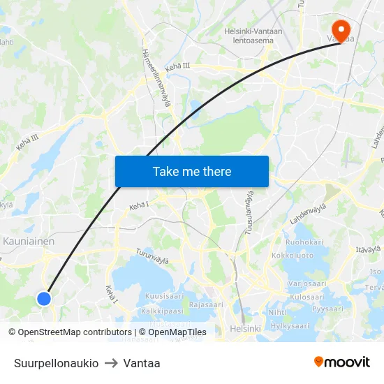 Suurpelto Square to Vantaa map