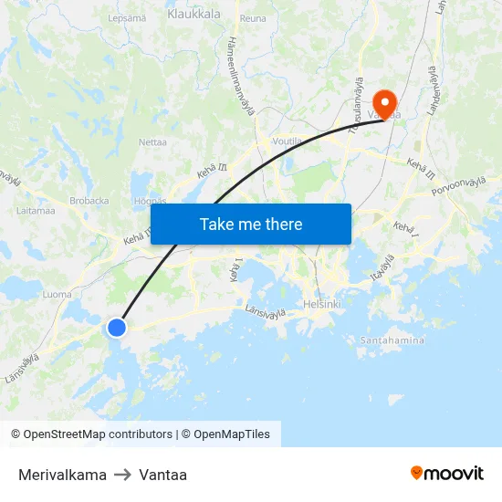 Sea Cove to Vantaa map