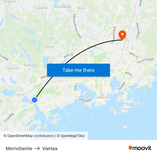 Sea Beacon Road to Vantaa map